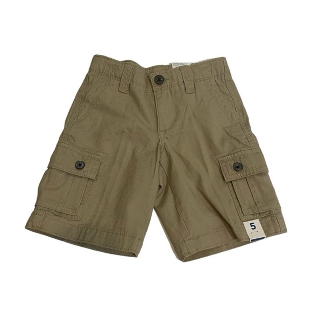 NWT ARIZONA Boys’ 5 Dark Tan Khaki Cotton Cargo Shorts Twill New